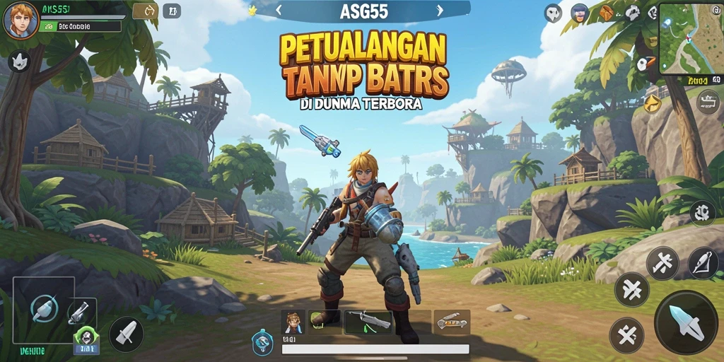 Tampilan screenshot gameplay ASG55 yang menampilkan aksi eksplorasi dunia terbuka.