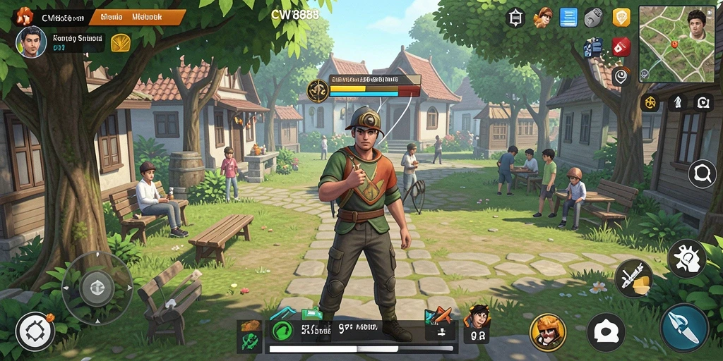 Tangkapan layar gameplay <strong>CW8888</strong> menampilkan karakter berinteraksi di lingkungan simulasi.