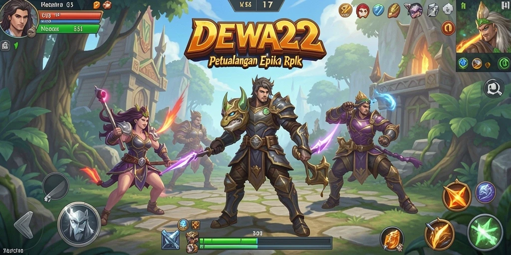 Tampilan gameplay DEWA22 yang epik dan menarik dalam petualangan RPG.