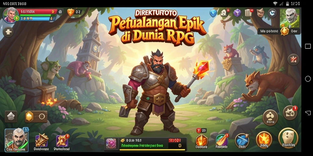 Screenshot gameplay dari DIREKTURTOTO yang menampilkan aksi pertarungan RPG.