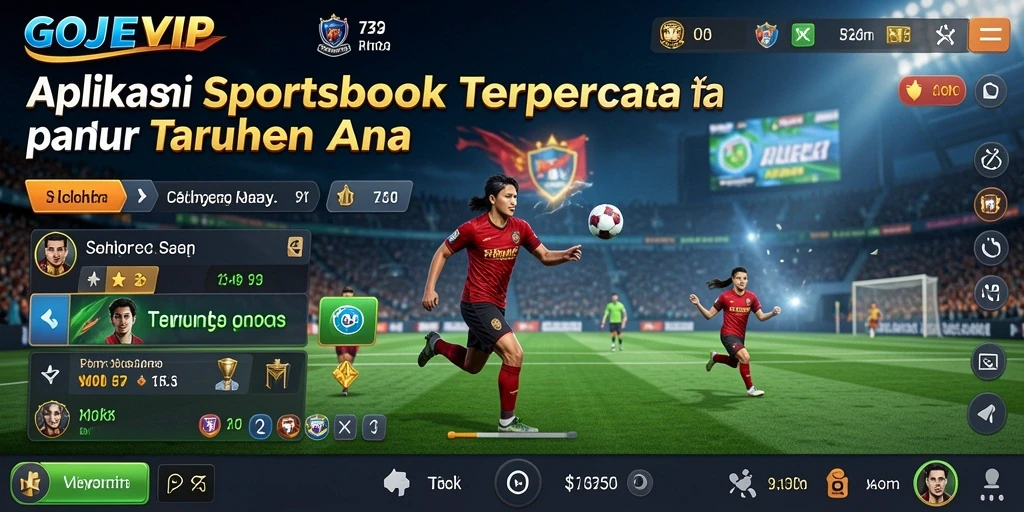 Tampilan aplikasi GOJEKVIP yang menampilkan fitur taruhan olahraga yang interaktif.