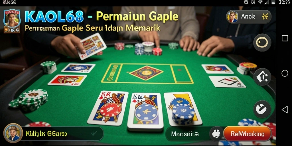 Tampilan screenshot utama KAOL68 menampilkan gameplay Gaple yang seru.