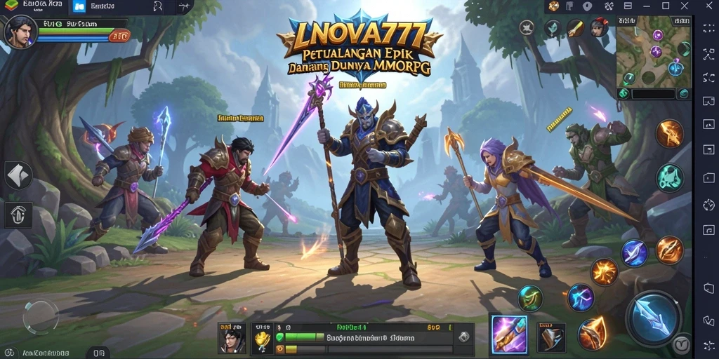 Gameplay LNOVA777 yang menampilkan pertarungan epik dan kolaborasi antar pemain.
