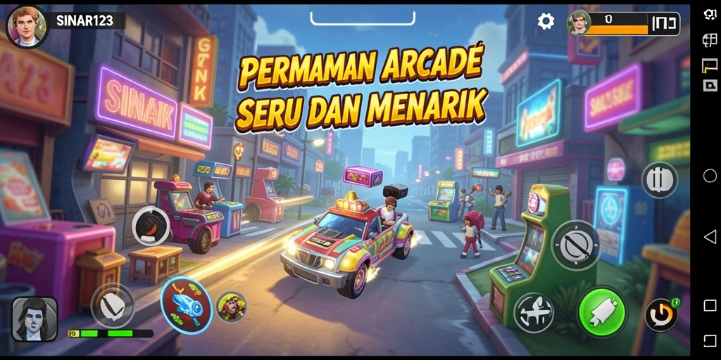 Tangkapan layar SINAR123 menampilkan aksi mendebarkan dalam permainan Arcade.
