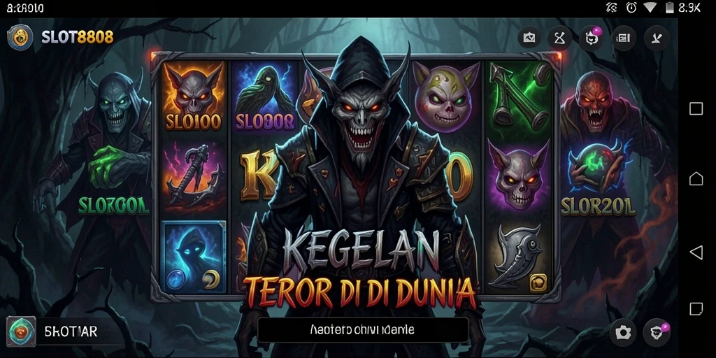 Screenshot menampilkan gameplay SLOT8808 dengan atmosfer menakutkan.
