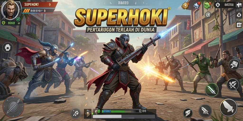 Tangkapan layar SUPERHOKI menampilkan aksi mendebarkan di arena Battle Royale.