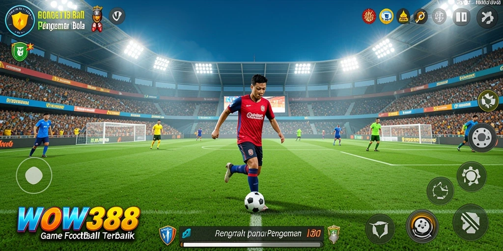 Screenshot WOW388 menunjukkan pemain beraksi di lapangan sepak bola.